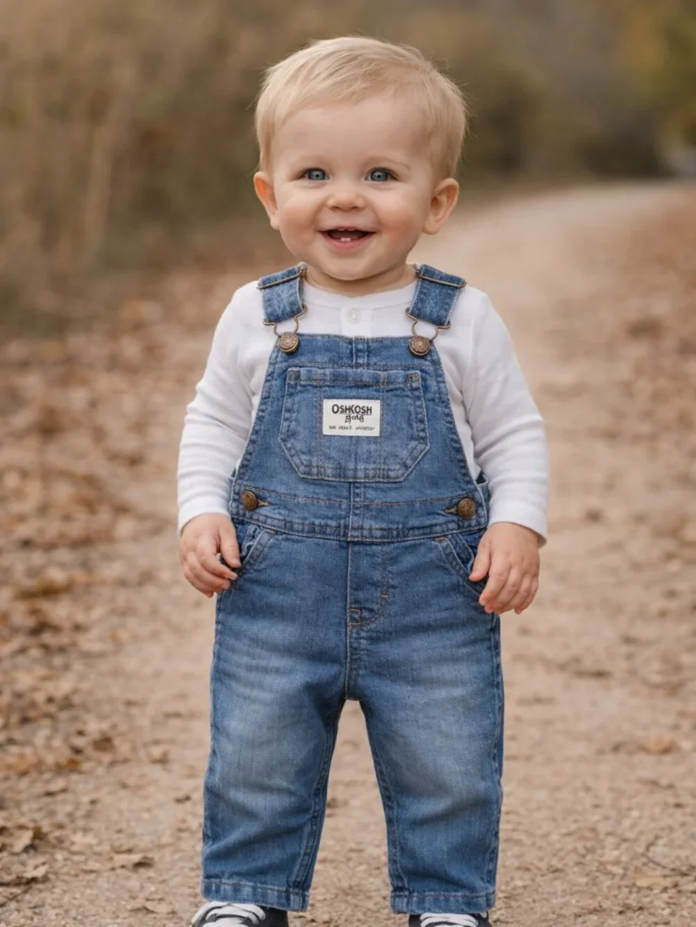 OshKosh B’gosh Baby Boy Overalls 9 Months Denim Bib Outfit Blue Classic - Picture 2 of 3